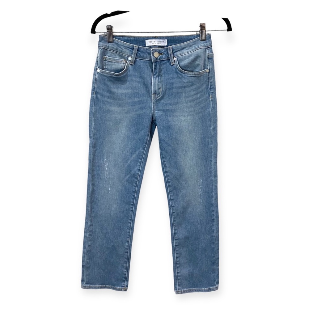Denim of Virtue Los Angeles Light Wash Jeans Slim Fit Straight Cut Blue Size 27